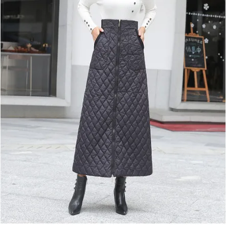 Черный Женские юбки, faldas mujer moda, осенне-зимняя кожаная юбка, Женская Офисная длинная юбка макси, винтажная юбка fw616 - Цвет: Черный