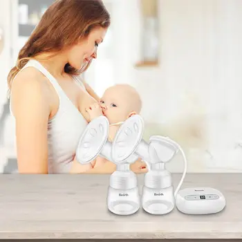 

Electric Double Breast Pump Kit with 2 Milk Bottles Milk Extractor Breast Massager Breastfeeding Assistant Accessories