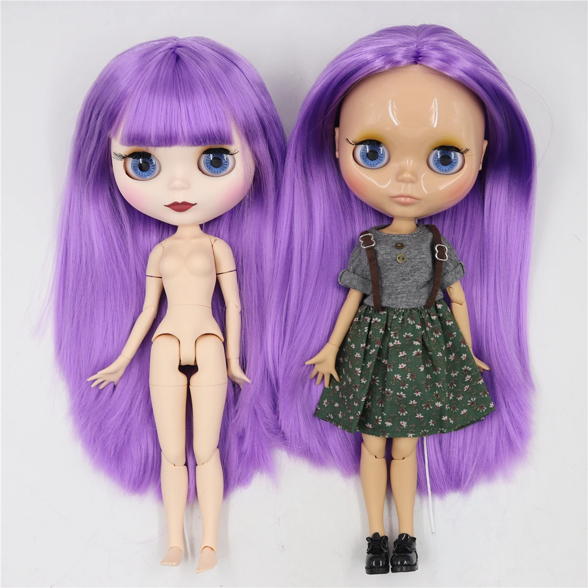 ICY DBS Blyth Doll 1/6 bjd 30cm toy joint body purple hair tan skin shiny  face white skin matte face|Dolls| - AliExpress
