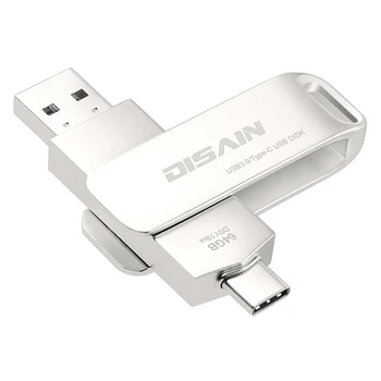 

DISAIN 64G T3D Dual-Purpose U Disk, Home Office Portable Rotating USB 3.1 / Type-C High-Speed Dual Flash Drive
