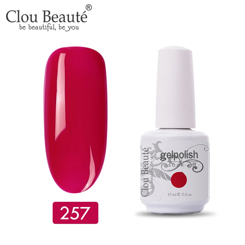 Гель-лак Clou Beaute Vernis, УФ-краска, сделай сам, лак для ногтей, гибридный, 15 мл, розовый, красный, фиолетовый цвета, УФ-яркий и блестящий Гель-лак - Цвет: 11257