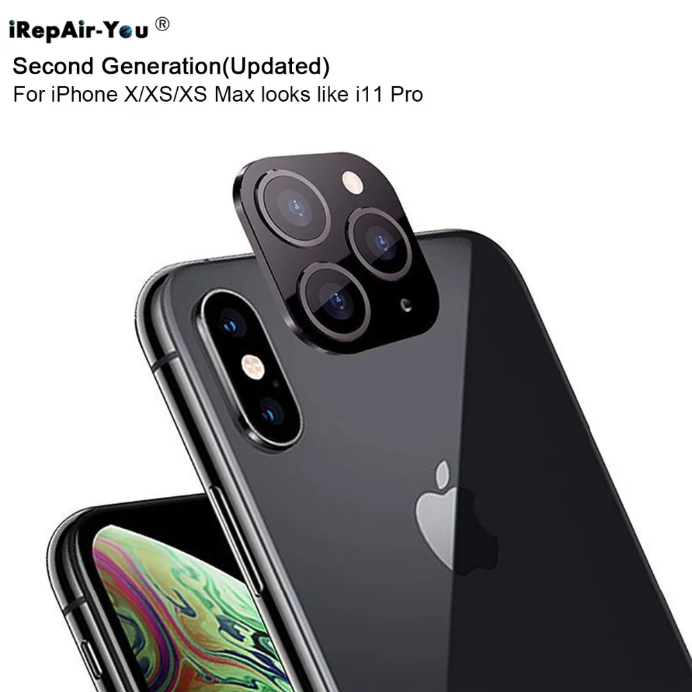 Второе поколение задней камеры Защитная пленка для объектива iPhone X XS Max выглядит как 11Pro для iPhone 11Pro поддельная наклейка для камеры