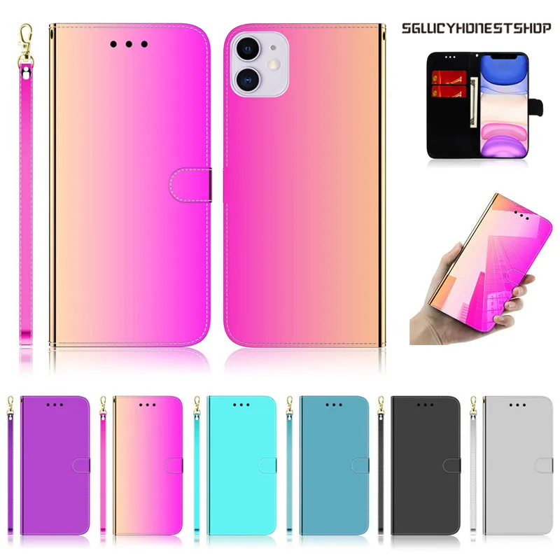 Роскошный тонкий кожаный зеркальный флип-кошелек для iPhone 11 Pro Max SE 2 2020 XS XR X 7 8 6 6s Plus