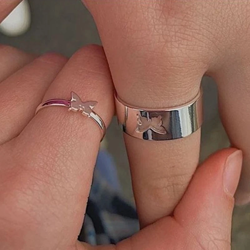Trendy Gold Butterfly Rings For Women Men Lover Couple Rings Set Frien –  Rose