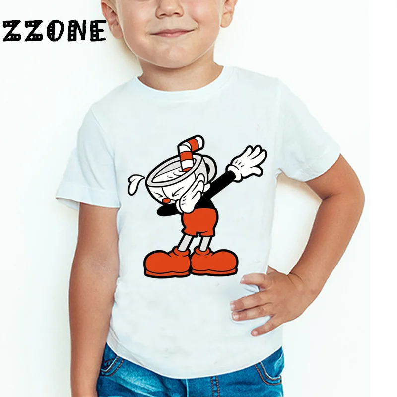 Cuphead infantil Cartoon Print T-shirt engraçada, tops