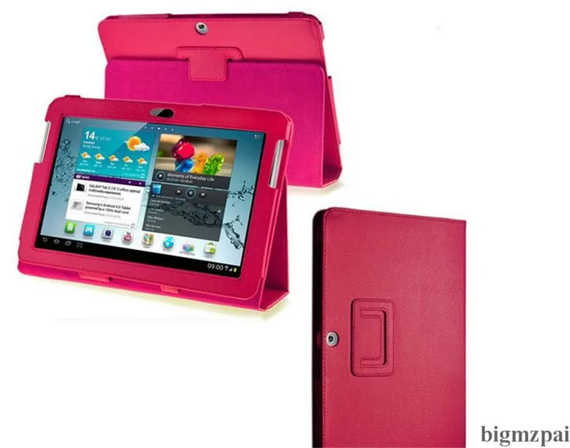 Для планшета samsung Galaxy Tab 2 10,1 P5100 P5110 10,1 дюймов чехол из искусственной кожи с подставкой защитный чехол для планшета 2 10,1 ''P5100+ пленка - Цвет: rose red
