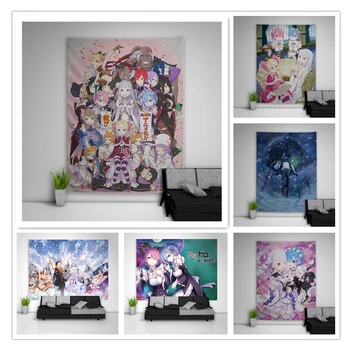 

Re Zero Kara Hajimeru Isekai Seikatsu Emilia Rem Subaru Tapestry Art Wall Hanging Sofa Table Bed Cover Home Decor Dorm Gift