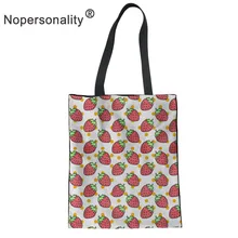 Nopersonality, холщовые повседневные сумки для женщин, розовые, с принтом клубники, женские сумки-тоут, для девочек-подростков, сумки через плечо для покупок
