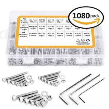 

304 Stainless steel Inner-hexagon Screw Suit Black Zinc round Head Inner-hexagon Screw Cup Head M2 M3 M4 Suit