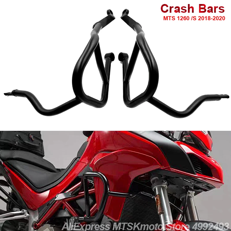 for Ducati Multistrada 1260  S 2018 2019 2020 Full Set Crash Bars Heavy-Duty Steel Tubing Engine Guard Frame Protector MTS 12601