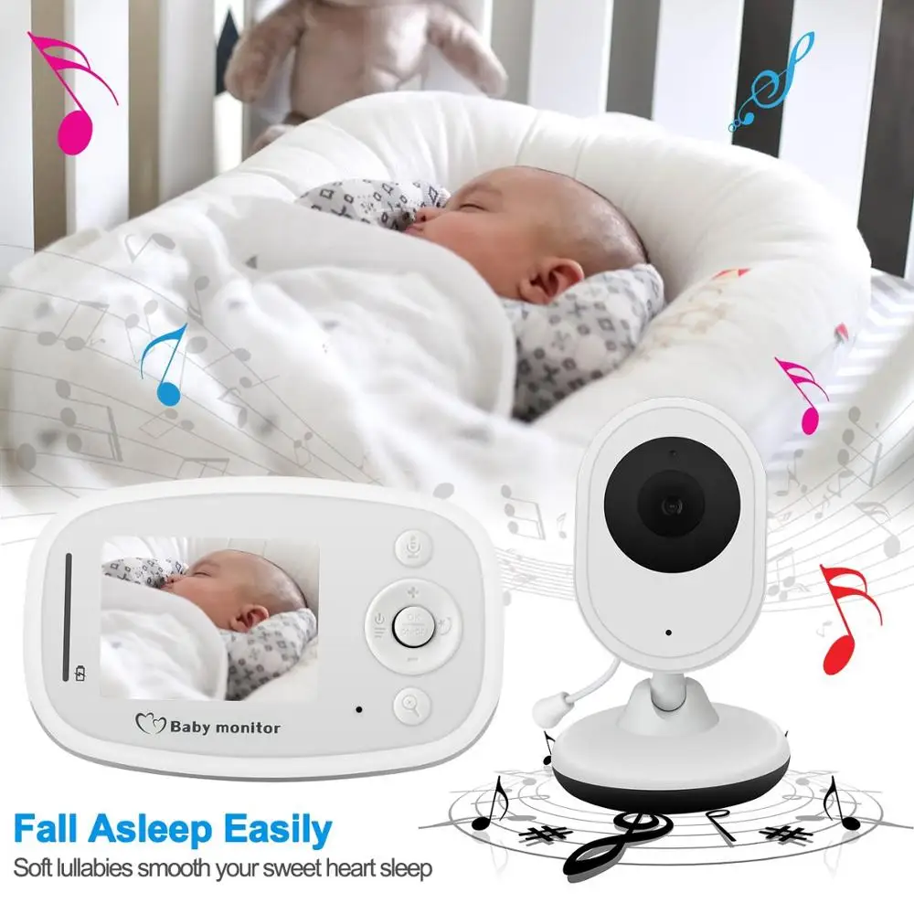 

Baby Nanny baby monitor with camera 2.4 inch LCD IR Night Light Vision Intercom Temperature Sensor Lullabies 2X Zoom