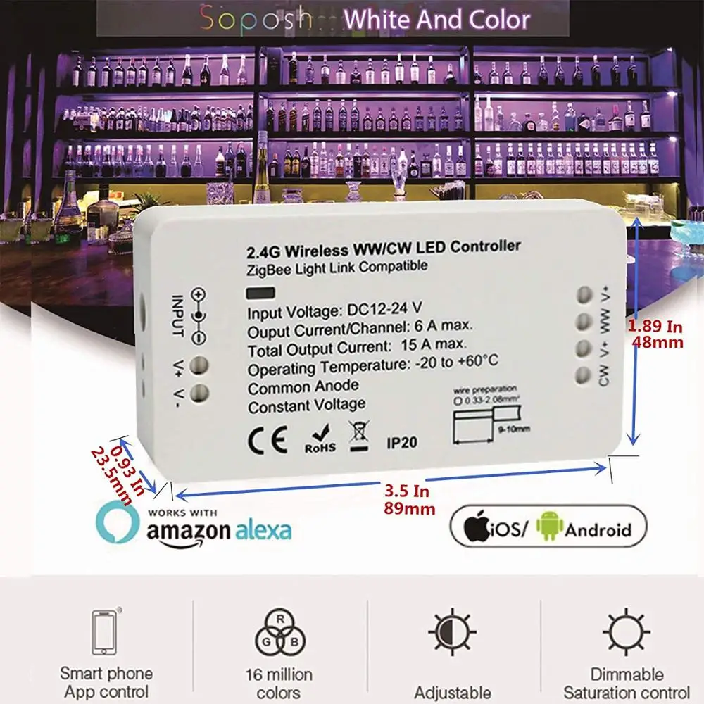 Домашний умный Zigbee диммер CCT контроллер полосы работает с Amazon Alexa Echo Plus, Hue мост, легкий концентратор умный выбор времени приложение JK