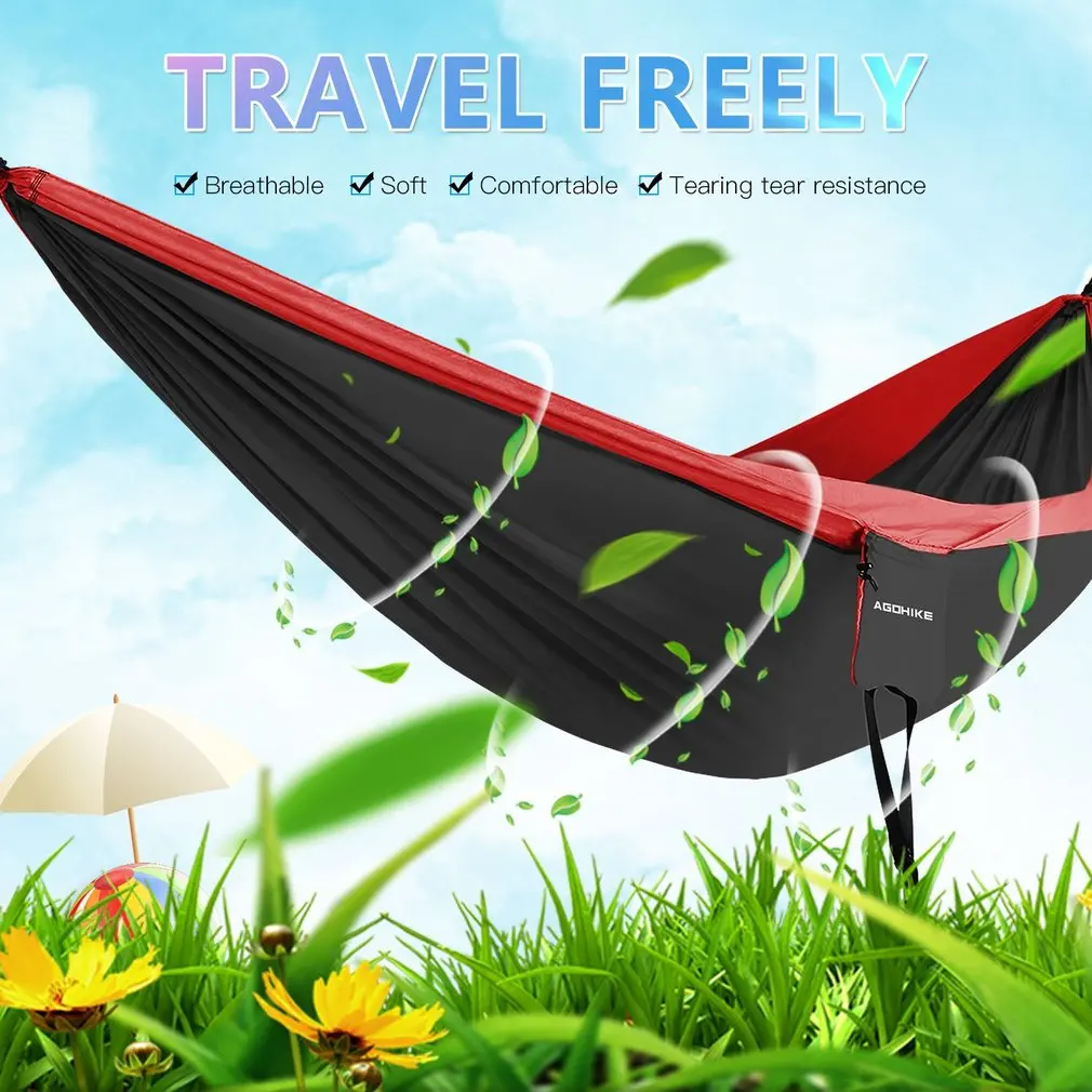 

Portable Double Camping Hammock Parachute Nylon Cloth Sleeping Swing Hammock for Outdoors Backpacking Travel Beach
