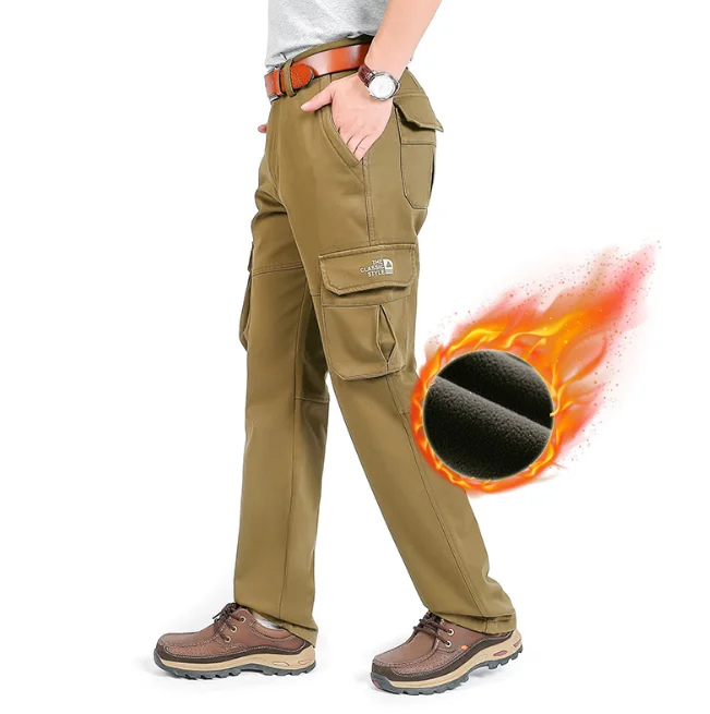 Мужские штаны с начесом, зимние плотные повседневные штаны, плюс размер 44, прямые флисовые длинные брюки, Мужская одежда, Комбинезоны