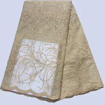 

2019 Latest French Nigerian Laces Fabrics High Quality Tulle African Laces Fabric Beads African French Sequins Lace XDR01