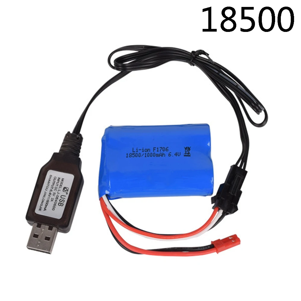 6.4V 1000Mah Li-Ion Batteria Jst-2P Spina Con Il Caricatore Per Wltoys A303 A313 A323 A333 1/12 Rc Auto Barche Turcks Parti Giocattoli 18500