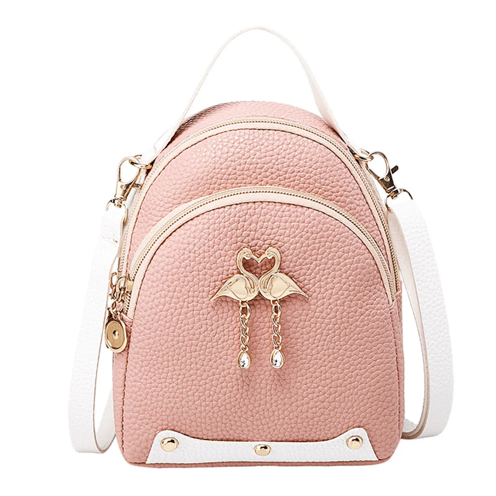 Mini Backpack Women Leather Little Swan Shoulder Bag For Teenage Girls Small Bagpack School Backpack Female Mochila#A