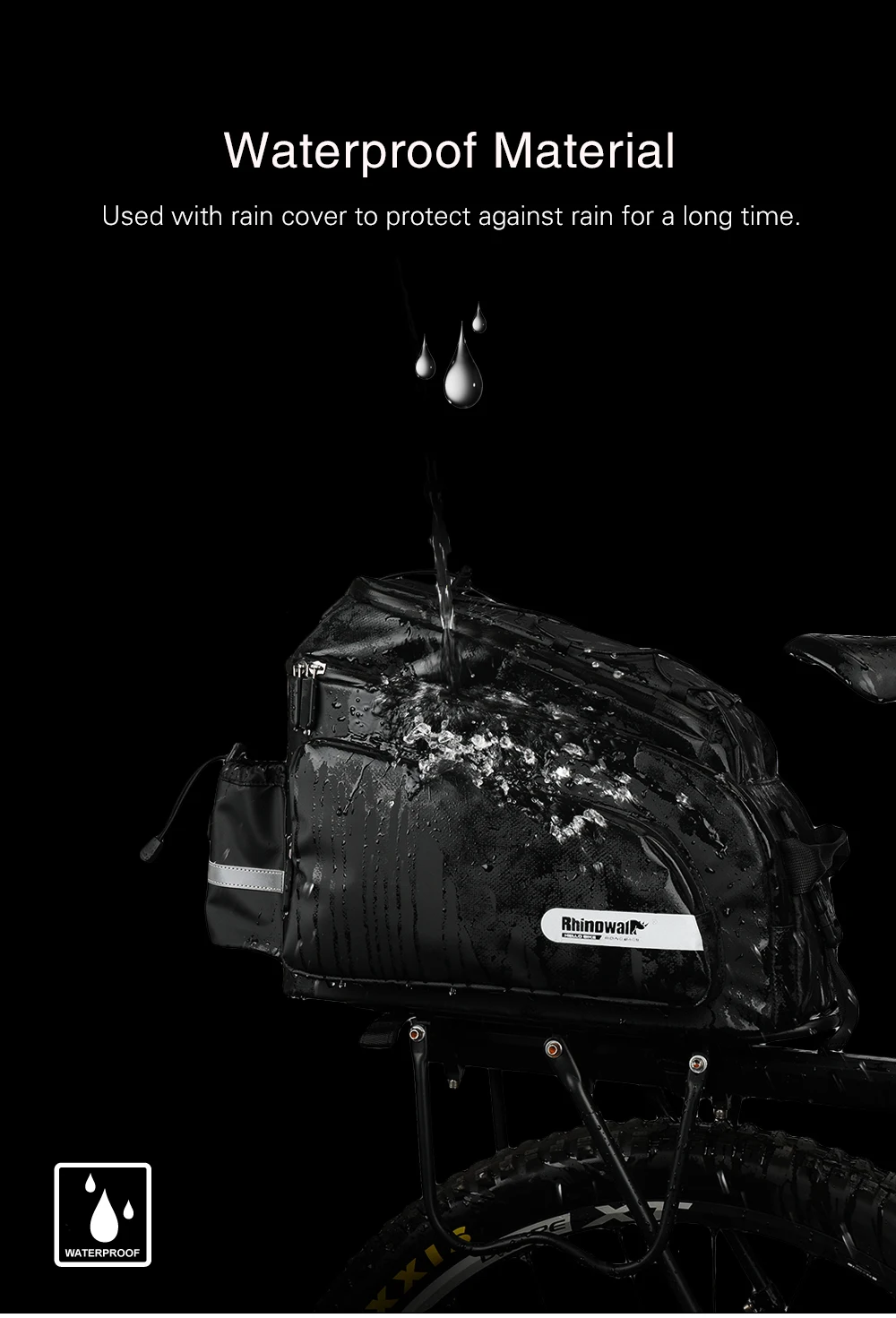 RHINOWALK New Bicycle Bags Mountain Bike Saddle Rack Trunk Bags Travel Cycling Luggage Carrier 17L Camera Handbag Waterproof  (2)