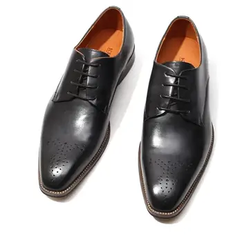 

square men 2 colour toe Bullock carved formal shoes hot selling lace-up oxford Genuine leather party Business shoes