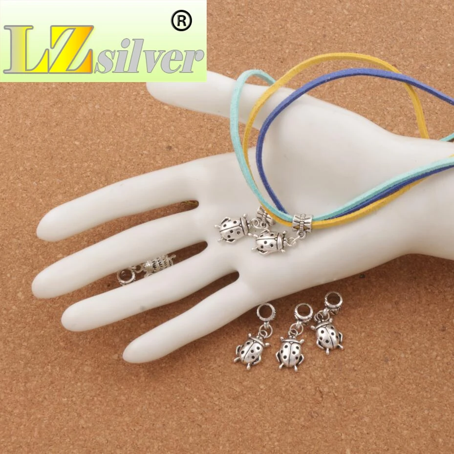 Ladybug Charm Beads 11x28.5mm 100pcs zinc alloy Dangle Fit European Bracelets Jewelry DIY B1553
