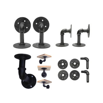 

2Pcs DIY Retro Black Iron Industrial Pipe Shelf Bracket Mounting Storage Bracket Holders Racks Home Decor Support Fram Hardware