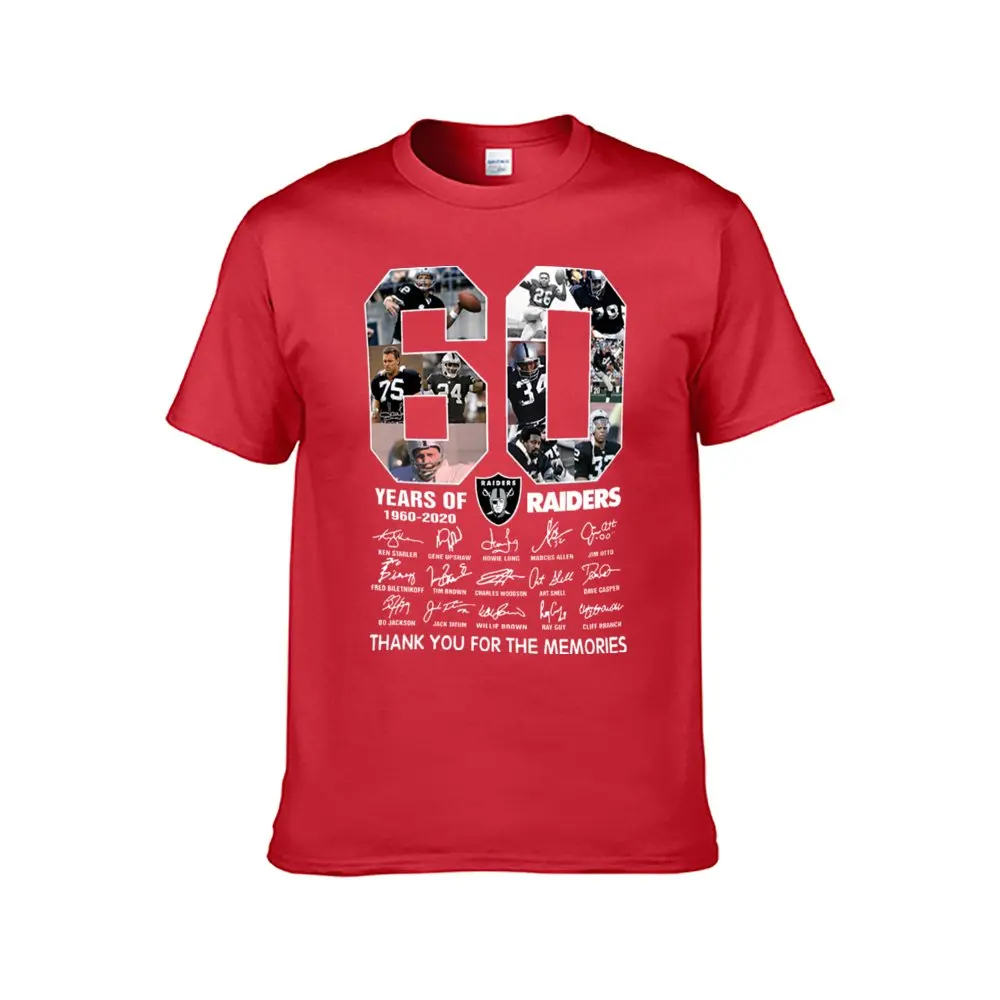 60 лет Окленда рейдерс 1960 футболка Подпись спасибо за Mem - Цвет: Men red