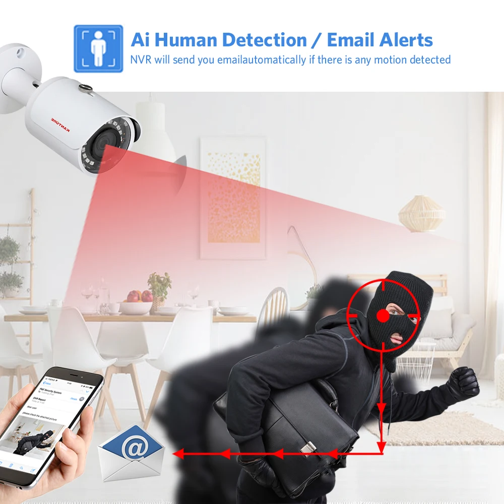 KANTURE H.265 + распознавание лица 8CH 5MP POE камера безопасности Система аудио IP наружная