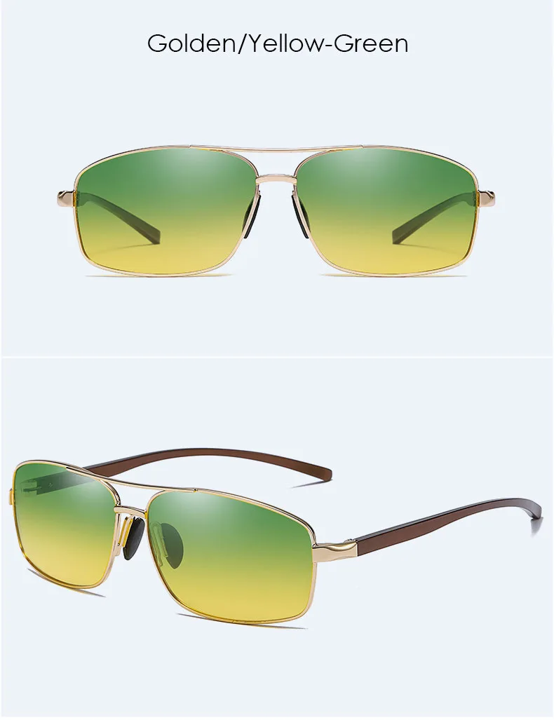 Винтажные Поляризованные мужские солнцезащитные очки с алюминиевым магнием, квадратные солнечные очки, фотохромные солнцезащитные очки ночного видения для вождения для мужчин/wo мужчин - Цвет линз: A7 day and night