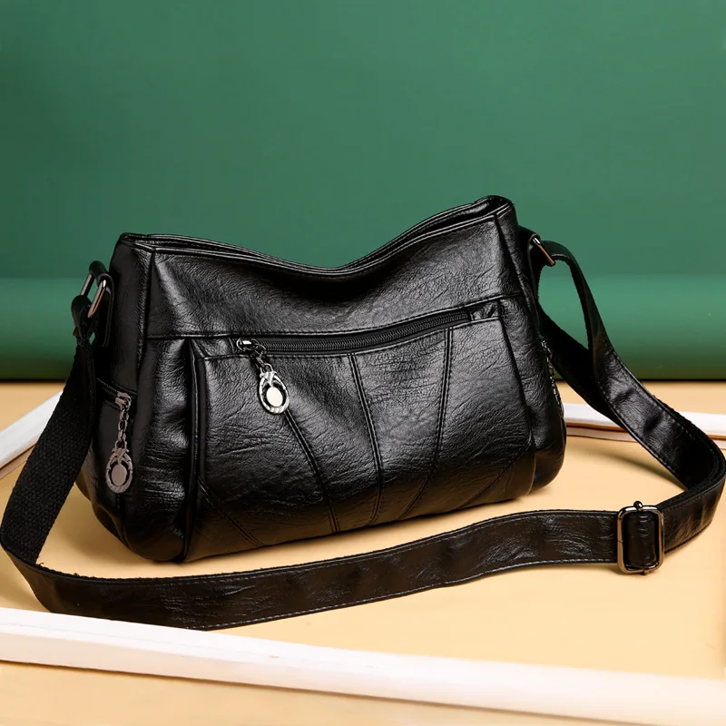 

Black Shoulder Bags for Women 2020 PU Soft Leather Hobo Bags Simple Casual Style Ladies Messenger Bag Solid Color Luxury Totes