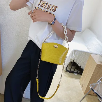 

Women PU Leather Shoulder Crossbody Bags Chain Fashion Solid Color Mini Handbags Light Wild Female Daily Messenger Bag