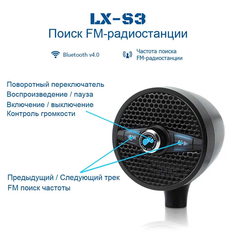 Lexin S3 Скпер Bluetooth Колонки на Мотоцикл Аудио Музыкальная Система для Квадроцикла ATV с Радиотюнер FM