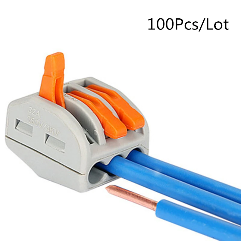 

100pcs/lot PCT-212A 213A 214A 215A 218A Universal Compact Wire Wiring Connector Conductor Push-In Mini Terminal Block Cable