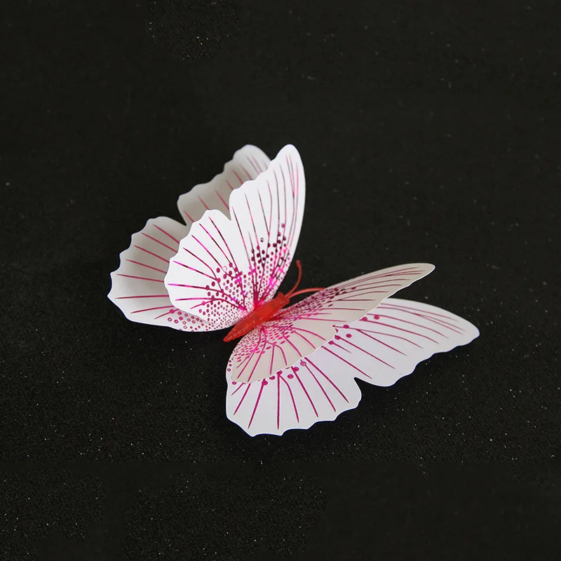 

12pcs PVC Crafts Multicolor Double Layer Butterflies Wall Stickers 3D Three-dimensional Living Room Home Decoration Wall Art