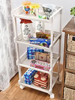 

Toilet Shelf Floor Multi-layer Bathroom Storage Shelf Plastic Household Wheeled Kitchen Trolley Sorting Rack