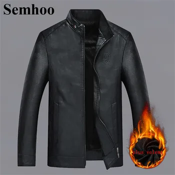 

New Mens Jackets And Coats Casual Fashion Plus Velvet Thick Warm Stand Collar Locomotive Leather Jacket Simple Solid Color Mens