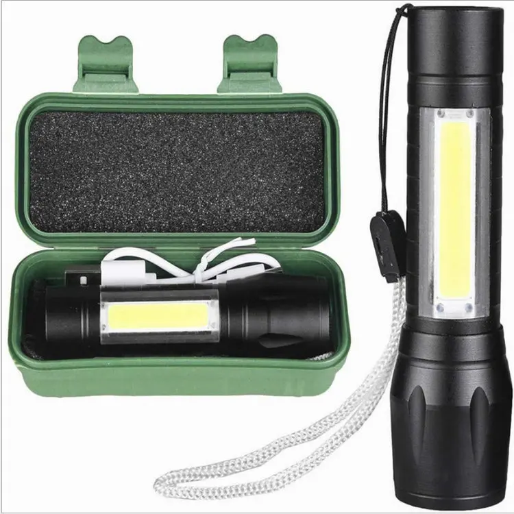 

Mini Torch Scaling Focusing with on-Board (COB) Sidelight LED Strong Light Flashlight Outdoor Emergency Aluminum Alloy Torch