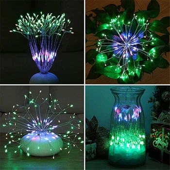 

New 8-function waterproof remote control firework shape copper wire string light dandelion light christmas tree led string light