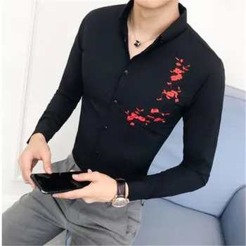 

Tassel Baroque Shirt Mens Camicia Barocco Man Club Outfits Mens Shirts Black Camisa Social White Loose Dress Shirts 2019 Spring