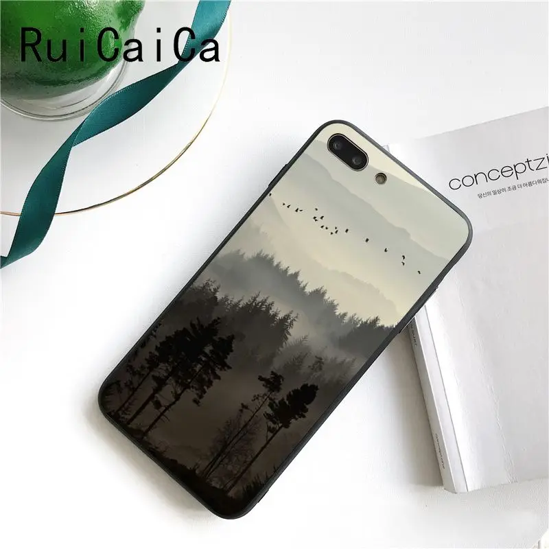 landscape mountain white smoke tree