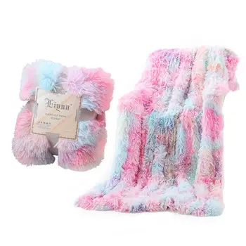 

Soft Flannel Rainbow Throw Blanket Glow In The Dark Warm Bed Sofa Blanket Plush Decor Home Textile Fluffy Throw Blanket