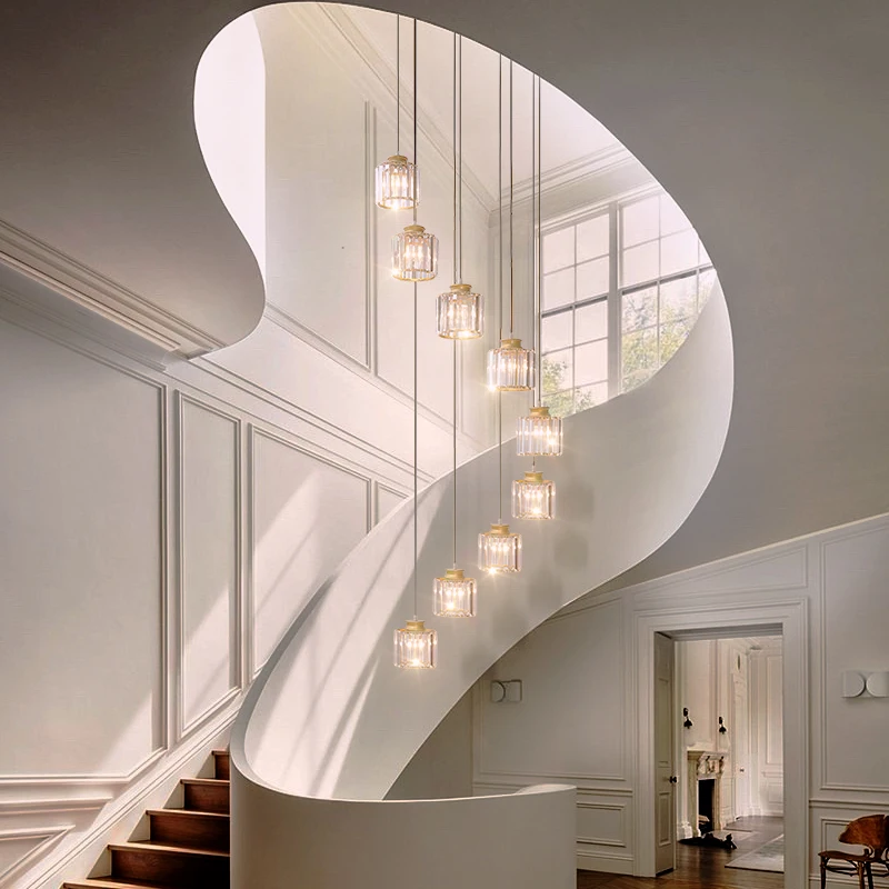 

Crystal led Pendant Lamp Long Tube lamp Kitchen Island Dining Room Shop Bar Decoration Cylinder Pipe Pendant Light Kitchen Lamp