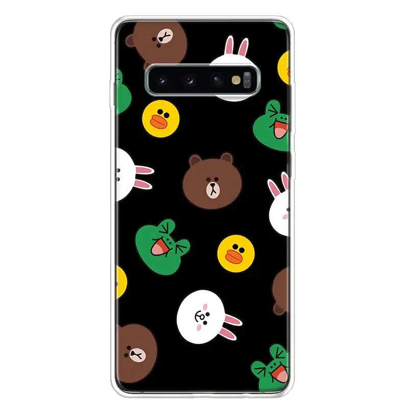 Line Town Brown Bear Cover Phone Case For Samsung Galaxy S10+ Lite Note 10 9 8 S9 S8 J4 J6 J8 Plus S7 S6 Coque Shell