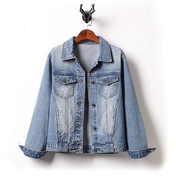 

2020 spring summer autumn new women fashion casual Denim Jacket woman female Plus big size OL Turn-down Collar Pq27
