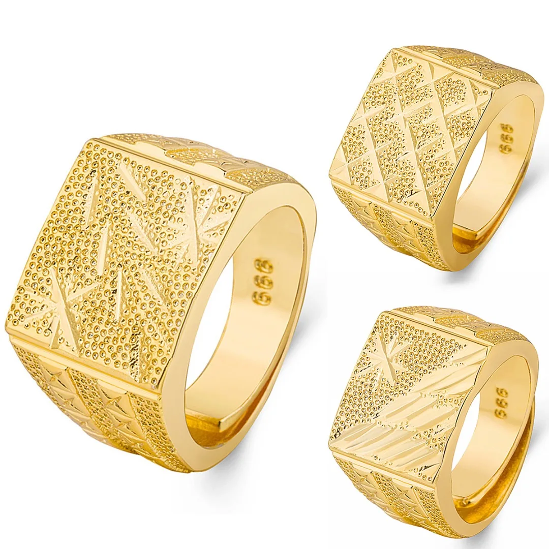 

Fashion Rings Square Big Width Signet Exquisite Ring Simple Gold Band Finger Rings Steampunk Men Resizeable Ring Jewelry