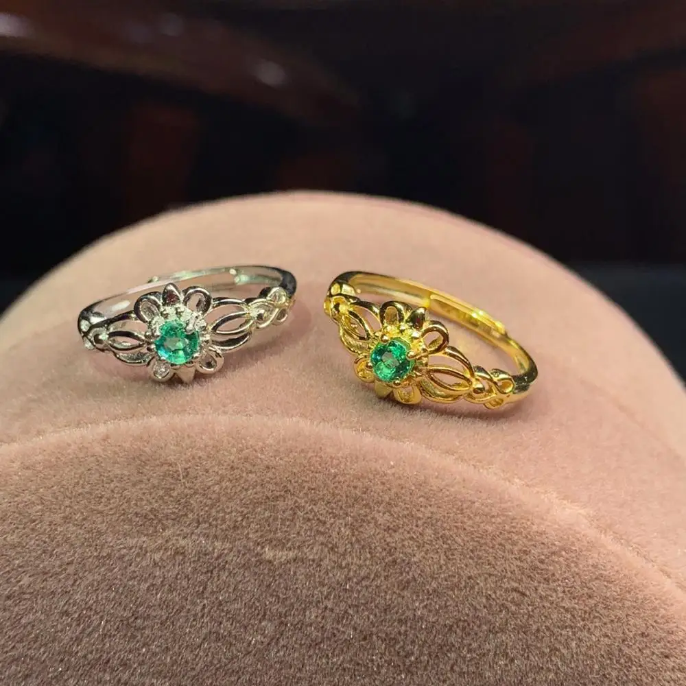 Shilovem 925 Серебряное кольцо с натуральным изумрудом ювелирные украшения для женщин Модный свадебный подарок на год открытое 3,5 мм dj3.53.5999agml