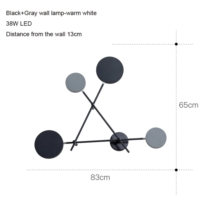 Artpad 4 Head Rotatable Black Gray Bedside Lamp Wall Mount Light Nordic Postmodern 38W 48W Living room Sconces Wall Led Fixture 2