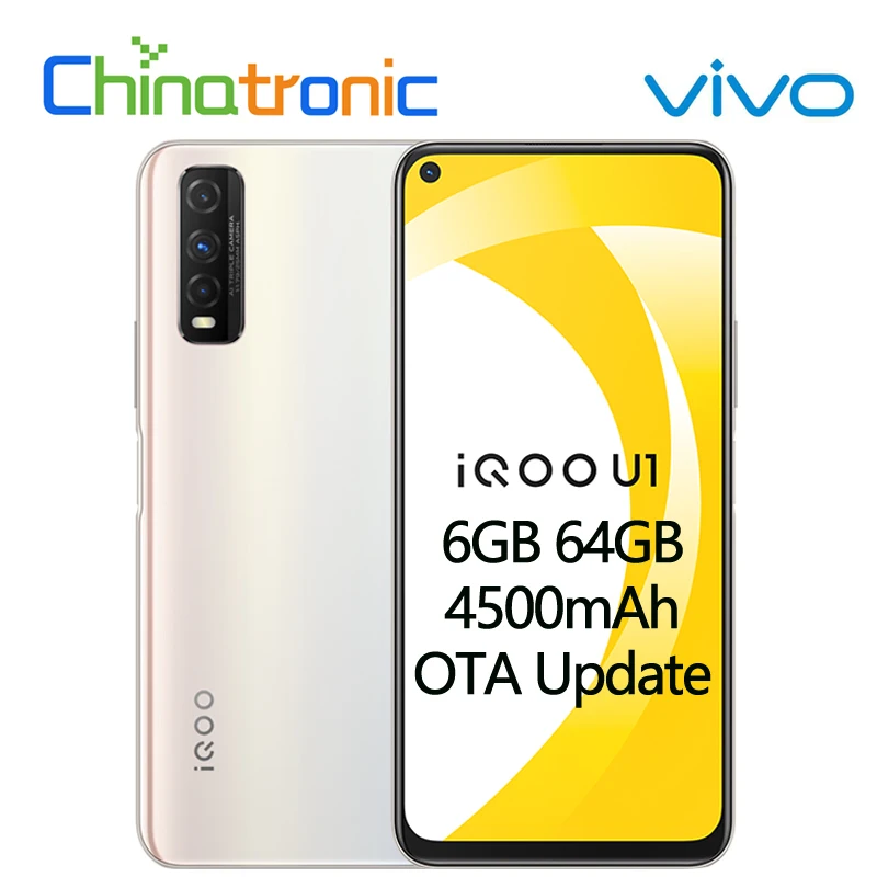 Оригинальный VIVO iQOO U1 6G 64G Android 10 Мобильный телефон Snapdragon 720G Восьмиядерный