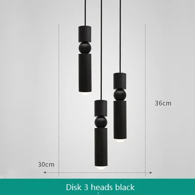 3 lamp black Скандинавский Лофт, декоративный светодиодный подвесной светильник, современный прямой железный подвесной светильник с одной головкой, Домашний Светильник, Светильники для помещений - Цвет корпуса: 3 lamp black