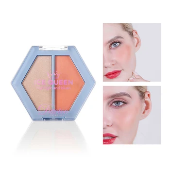 

2 Color Face Blush Makeup Silky Powder Natural Cheek Face Blusher Powder Rouge with Mirror Blusher Palette