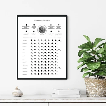 

Moon Phases 2020 Calendar Canvas Poster Art Prints , Lunar Calendar 2020 Poster , Wicca Wall Art Picture Painting Home Decor